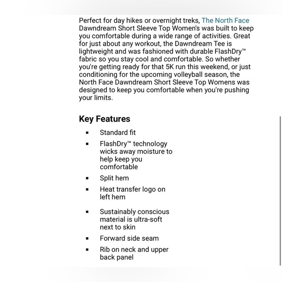 The North Face dawn dream short sleeve vented hi Lo tee Woman’s XXL - Picture 4 of 13